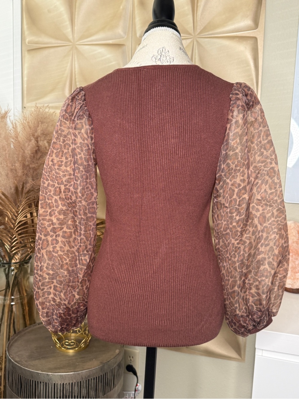 dolan Ribbed Knit Top in Deep Rust - Picture 2 of 3